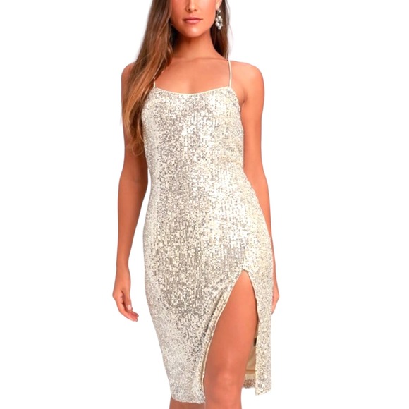 Lulus Dresses & Skirts - Lulus silver sequence bodycon midi dress XS